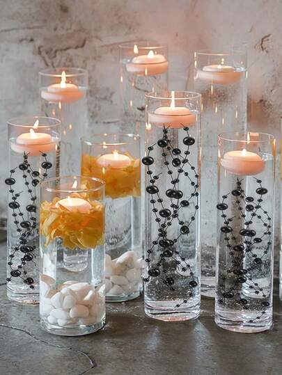 98ft Faux Pearl Beads Filler, Suitable For Floating Candles, Weddings, Dining Tables, Parties, Desktop Decor - Black