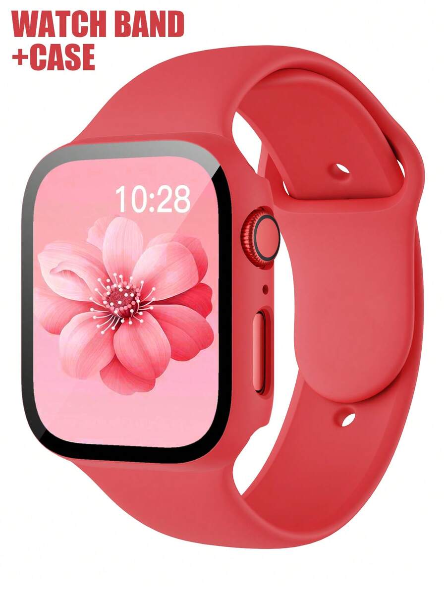 二合一运动硅胶表带和表壳套装,兼容 40mm、41mm、42mm、44mm、45mm、46mm 和 49mm 尺寸的 表带和表壳。柔软舒适的硅胶表带搭配铆钉表扣。防震防刮的硬质 PC 材料和钢化玻璃保护膜一体成型。兼容 Series Ultra/11/10/9/8/7/6/5/4/SE。男女通用智能手表表带和表壳套装。 - 紅色 - 查看 1
