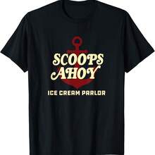 Stranger Thin:Gs Scoops Ahoy Ice Cream Parlor Logo T-Shirt - Black - View 1