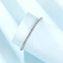 MDFUN Brățară tenis pentru femei, placată cu platină de 18K, cu zirconiu cubic de 2,5 mm - Alb*2 - Vizualizare 4