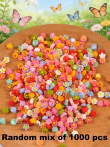 100/200/300/500/1000pcs Pack Cute Mini 0.75cm/0.29inch Flat Flower Resin Embellishments, For Jewelry Making - 100 Flowers - View 29