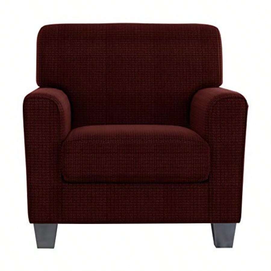 ZNSAYOTX 2 Piece Chair Covers For Living Room With Arms Anti Slip Stretch Arm Chair Slipcovers Sofa Armchair Slipcover Machine Washable Furniture Protector Coffee Small - 小份+酒紅色 - 查看 1