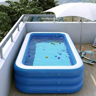 1个大型充气游泳池，可爱怪兽图案，适合春、夏、秋季家庭戏水、庭院泳池派对，PVC材质，可折叠便携，是母亲节、复活节、婚礼季的完美礼物