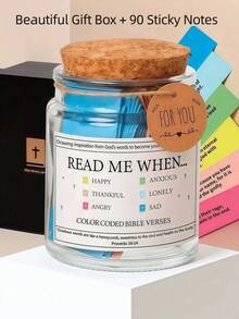 1 pieza Frasco de vidrio con versículo bíblico, regalo del Día de la Madre, adecuado para hombres y mujeres, frasco con versículo bíblico, infundiendo el sentimiento de "Léeme" en el frasco con versículo bíblico, regalo de aprendizaje, regalo para mamá, papá, hermana, amigo, versículo bíblico enlatado, regalo de graduación, frasco de oración, infundiendo "Léeme" en el frasco con versículo bíblico, tarjeta con versículo bíblico, regalo de frasco de oración para mujeres, 1 pieza Frasco de vidrio con versículo bíblico de código de color (se envía un estilo aleatorio) - Multicolor - Ver 10
