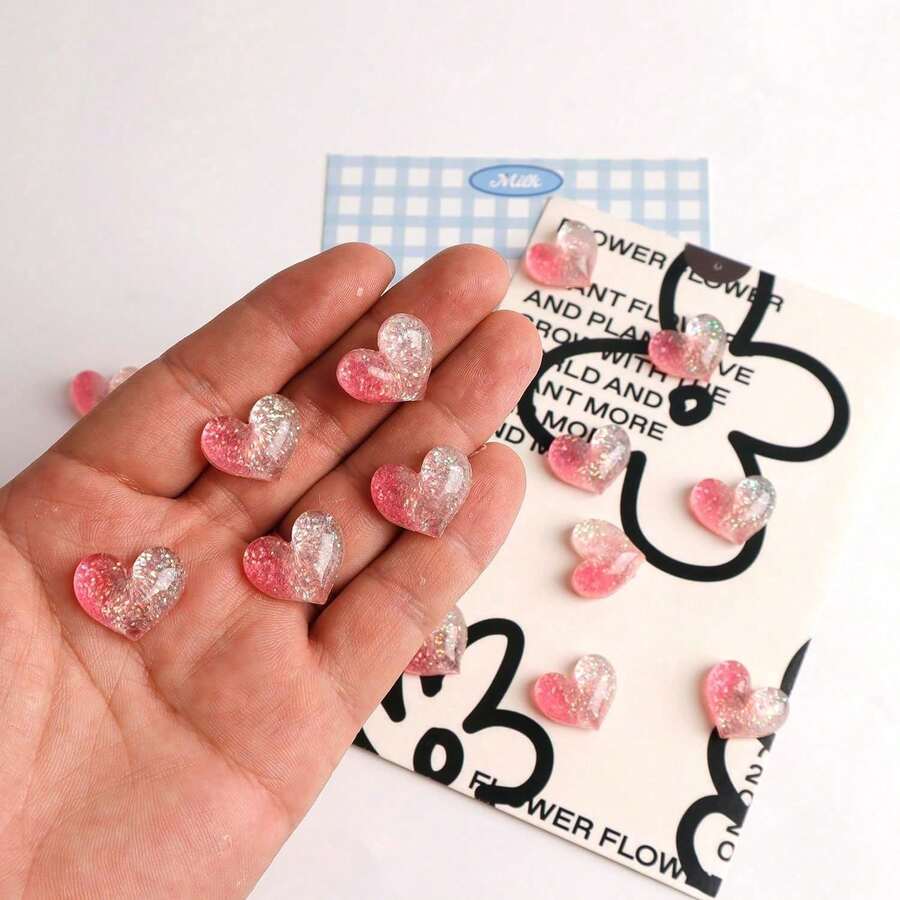 5/10pcs Cute Pink Heart Magnets, Fridge Decoration, Mini Magnetic Stickers Suitable For Photos, Notes, Whiteboards, Storage Cabinets, Kitchen Decor, Home Decor, Office Supplies, Creative Valentine's Day Gift - Multicolor - View 1