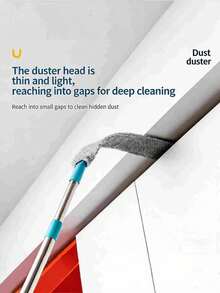 1 Set Extendable Multi-Functional Microfiber Duster With Extension Pole, Retractable Crevice Cleaner, Wet/Dry Cleaning Brush, Suitable For Cleaning Ceiling Fan, High Places, Blinds, Furniture, Car, Sofa, Bedding And Furniture Underside - Multicolor - View 3
