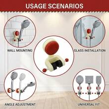 Soporte ajustable para cabezal de ducha con ventosa, montado en la pared sin necesidad de perforar - Multicolor - Ver 4