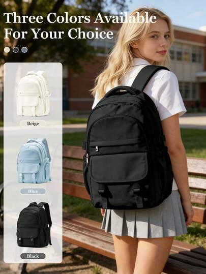 Large Capacity Student Backpack, Personal Items Travel Bag Approved For Air Travel, Suitable For Boys And Girls, Laptop Backpack With Multiple Layers, Neutral Minimalist Fashion Travel Backpack, Approved For Air Travel Laptop Backpack For Girls And Boys