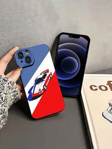 Genial diseño de coche con los colores de la bandera francesa. Esta elegante funda es compatible con Samsung, Apple, VIVO, OPPO, , Transsion, ,  y Honor. Fabricada en silicona TPU, ofrece protección contra golpes y caídas, además de una sensación superior. Es un regalo ideal para familiares, amigos y seres queridos, y una opción perfecta para San Valentín y Año Nuevo. - Negro - Ver 4