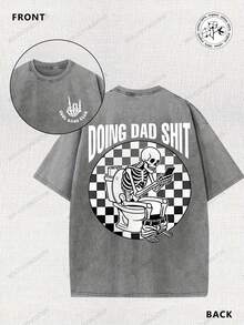 2026 Dad Stuff, Father's Day, Holiday Gift, 230g Vintage Washed Double-Sided Printed Batik T-Shirt, Comfortable For Summer Outdoor Wear, One Piece, Simple, Casual, Loose Fit. High-Quality Wax Printed Cotton Retro Fashion Brand T-Shirt, Men's T-Shirt, Beach Must-Have, Men's Summer T-Shirt, Holiday Gift, Perfect Gift, Valentine's Day Gift - 寶藍色 - 查看 10