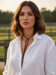 Necklace, Country Style Tie For Women - 鏽棕色 - 查看 2