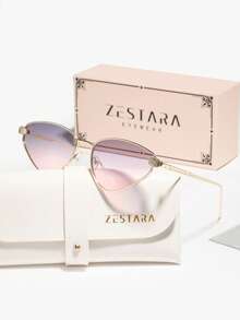 一副女士金属猫眼眼镜，复古优雅别致性感，百搭时尚，适合日常通勤、音乐节、海滩派对等场合。 - 彩色 - 查看 2