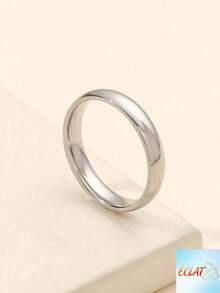 1pc Minimalist Plain Stainless Steel Silver Color Ring For Women Men Fashion Jewelry Party Gift Daily Wear Simple Design Unisex Accessories 45I1 - Bạc - Xem 1