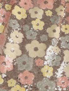 EARO 女士时尚亮片花卉迷你裙，时尚百搭，优雅甜美，显瘦粉色春季款 - 粉色 - 查看 5