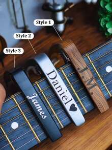 1pc Personalized Metal Wood Grain Capo Guitar, Customizable Information, Engraved Guitar Pick, Birthday Gift, Guitarist Father's Day Gift, Boyfriend Gift, Husband Gift, Customized Birthday Gift, Guitar Pattern, Harmonica, Guitar Material Decor, Waterproof, Fun, Exquisite, Fashionable Unique, Personalized, Her, Family, Friend, Anniversary, Birthday, Clothing, Sofa/Bedroom Living Room - Multicolor - View 9