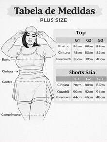 Women's Plus Size Fitness Set Top And Shorts Skirt In Ronantic Fabric: Top With Cup Support - Xám - Xem 5