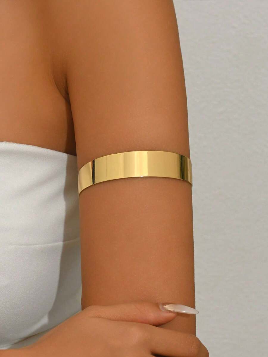 1件优雅高品质不锈钢金属手镯，适合女性日常佩戴、参加派对、海滩度假等场合。 - 金色 - 查看 1