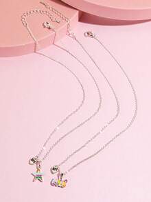 2件套女孩云朵星空锌合金吊坠项链，闺蜜/姐妹情谊项链，姐妹情谊/闺蜜礼物，适合日常佩戴 - 均碼 - 查看 5