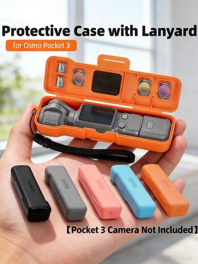 Sunnylife Portable Storage Case For DJ I Osmo Pocket 3, Anti-Drop Protective Cover With Wrist Strap, Filter Accessories Holder, Compatible With Pocket 3 Gimbal Camera, Shockproof Travel Carrying Case, Lightweight Protective Case For DJ I Osmo Pocket 3 Accessories (Camera Not Included)