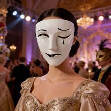 天官慈福白色五象面具，哭笑脸COS道具，万圣节全脸面具，动漫周边白色五象面具，半哭半笑COS全脸面具，摄影道具 - 彩色 - 查看 2