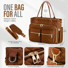 Large Teacher Tote Bag Laptop Bag For Women Work Bag Laptop Tote Nurse Bag Professional Computer Messenger Bag With Insulated Pocket, Laptop Briefcase For Office, College, Nursing - 棕色 - 查看 2