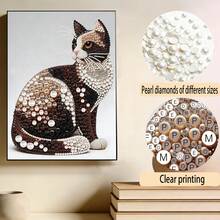 Bộ tranh đính đá ngọc trai 5D tự làm, kích thước 30x40cm, thiết kế hình mèo đính đá ngọc trai, tranh trang trí sáng tạo, nghệ thuật khảm ngọc trai thủ công. Bao gồm các hạt ngọc trai có keo dán, thích hợp để trang trí nhà cửa, cho người đam mê tự làm và làm quà tặng cho bạn bè và các dịp lễ. Không khung. - Màu Hoa hồng đỏ - Xem 4