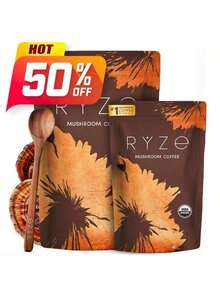 Mushroom Medium Roast Coffee USDA Organic With 6 Adaptogenic Mushrooms, USA Grown Instant Coffee For Better Energy, Focus Digestion Immunity With Lions Mane & Turkey Tail 30 Servings - 2 packs - 查看 8