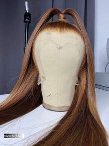 Hidden Strap Snug Fit Lace Frontal Wigs Human Blended Hair Invisible Strap Pre Plucked Pre Cut Lace 180 Density Straight Lace Front Wig With Drawstring Glueless Wigs Human Blended Hair For Women,8-36 Inch 13x4 Brown - Brown - View 3