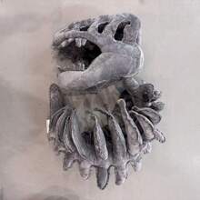 1pc Dinosaur Skeleton Head Plush Doll Hat, Matching Bone Doll Costume, Funny Birthday Gift For Kids, Girlfriend - Grey - View 11