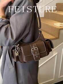 Túi đeo chéo nhiều ngăn bằng vải PU hiệu FEISTURE, khóa kéo, phù hợp cho nữ sinh, sinh viên, người trẻ đi làm, tuyệt vời cho công việc, kinh doanh, đi lại, đi học. - Cà phê - Xem 6