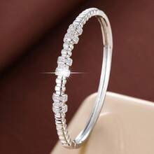 1pc Minimalist Geometric Spiral Design Zirconia Inlaid Women Bracelet - Multicolor - View 11