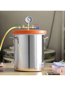 3 Gallon Vacuum Chamber, Upgraded Tempered Glass Lid Vacuum Degassing Chamber, 304 Stainless Steel Chamber, For Stabilizing Wood, Resin Degassing, Silicone Degassing And Plaster Degassing - Orange - View 1