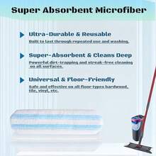 Replacement Mop Pads For O-Cedar H2Pro Flat Mop Machine Washable Reusable Microfiber 5 PCS White Compatible With O-Cedar H2pro Flat Mop - -白色的- - 查看 4