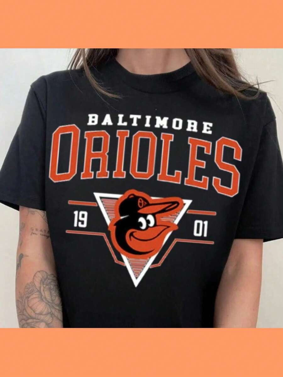 Vintage 90s Baltimore T-Shirt, Vintage Baseball Fan Shirt, Orioles TShirt, Baseball Unisex - màu đen - Xem 1