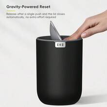Fandy 0.58 Gal/2.2L Mini Trash Can With Lid, Swing-Top Desktop Trash Can For Bathroom, Countertop, Vanity, Desk Or Office, Small Garbage Bin (Black) - Black22Liters - View 8