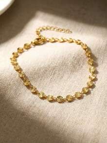 1pc Elegant Golden Round Sunflower Decor Bracelet, Holiday Party Accessory, Commemorative Bracelet Gift For Friends & Family, Jewelry Accessory - Gold - View 2
