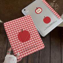 小众红色格子苹果可爱平板电脑保护套，兼容苹果第11代平板电脑，Pro 2025新款可爱第10代时尚Air 7/6，带笔槽，防弯折11英寸平板电脑保护套，适合女孩使用 - 紅色 - 查看 4
