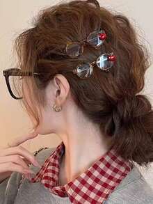 1pc New Cute Bangs Hair Clip, Sweet Style For Party And Daily Wear - Camel - View 4