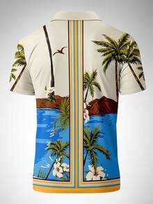 Men's Vacation Style Short Sleeve Polo Shirt And Casual Shorts Set - Multicolor - View 4