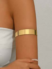 1件优雅高品质不锈钢金属手镯，适合女性日常佩戴、参加派对、海滩度假等场合。 - 金色 - 查看 5