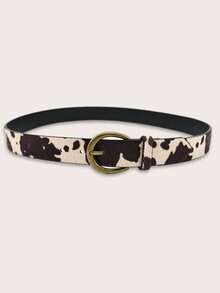 1条复古西部风格仿麂皮黑白奶牛纹女士腰带，古铜色皮带扣，牛仔腰带，竞技腰带，时尚百搭，适合搭配外套、毛衣，可用于派对、休闲、通勤、街头、返校季等场合，大码女式腰带，夏季必备 - 乳牛紋 - 查看 3