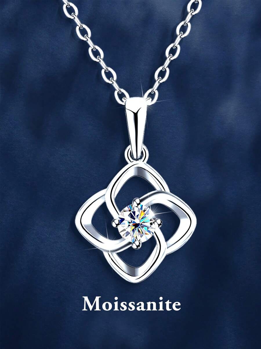1 chiếc dây chuyền mặt đá Moissanite cao cấp bằng bạc 925, kích thước 4.0mm, thích hợp để đeo hàng ngày, dự tiệc, lễ hội, Giáng sinh, Lễ Tạ ơn, làm quà tặng sinh nhật cho phụ nữ. - Bạc - Xem 1