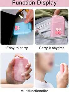 20ml Portable Card-Type Spray Bottle 0.68 Oz Card-Type Perfume Sprayer With Keychain Cute Cherry & Bow Design, Perfect For Attaching To Bags, Purses Or Backpacks For On-The-Go Use - One Size Fits All - View 3