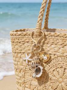 Asymmetrical Shell, Starfish, Conch And Starfish Packaging Ornament, Heart-Shaped Buckle Design, Wallet Pendant Decoration, Bridesmaid Gift, Summer Accessory, Beach Vacation Pendant Decoration, Starfish Shell Keychain Detail, Charming Accessory, Perfect For Women, Ideal For Vacation And Daily Use, Popular Summer Beach Accessory For Fashionistas, Perfect For Mother's Day, Valentine's Day And Other Holiday Gifts - Multicolor - View 6