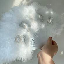 Quạt cưới thanh lịch, trang trí ngọc trai, hoàn hảo cho cô dâu tương lai - Phụ kiện cưới cầm tay không gấp gọn, phù hợp cho đám cưới và tiệc độc thân. - nhiều màu - Xem 8