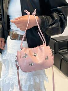 精致时尚蝴蝶云形2026新款优雅奢华女士手提包 - 粉色 - 查看 4