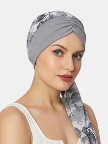 1件装女士时尚印花头巾帽，带围巾，适合日常使用 - 多色 - 查看 13