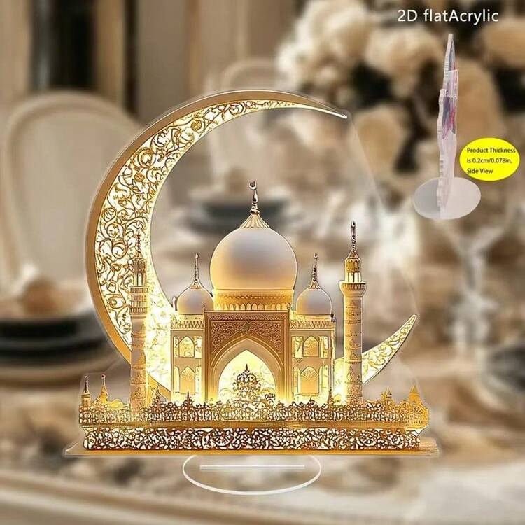 波西米亚风格亚克力立牌，2D平面亚克力欧洲新月装饰，特别适合斋月装饰 - A - 查看 4