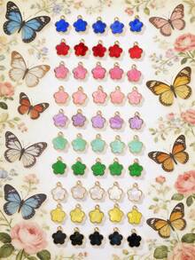5/20/30/50/100/200/300/500pcs Multi-Color Fashionable Elegant Four-Leaf Clover & Five-Petal Flower Pendant, Suitable For DIY Necklace, Bracelet, Earring, Keychain, Phone Strap, Couple Gift Jewelry Making - Five-petal Flower - View 6