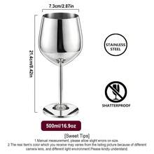 1/2只500毫升/17盎司不锈钢防碎葡萄酒杯，时尚饮具，葡萄酒爱好者的理想礼物，适合户外旅行和露营 - 彩色 - 查看 3